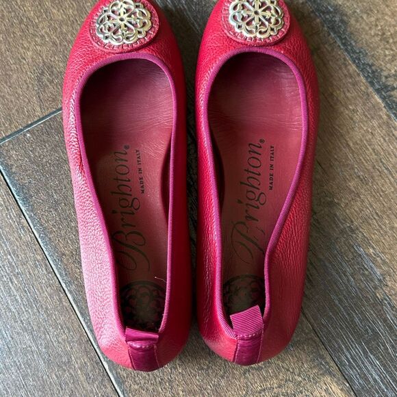 Brighton Aleta Ballerina flats shoes women’s size 7 lipstick red pebbled leather - Picture 6 of 9